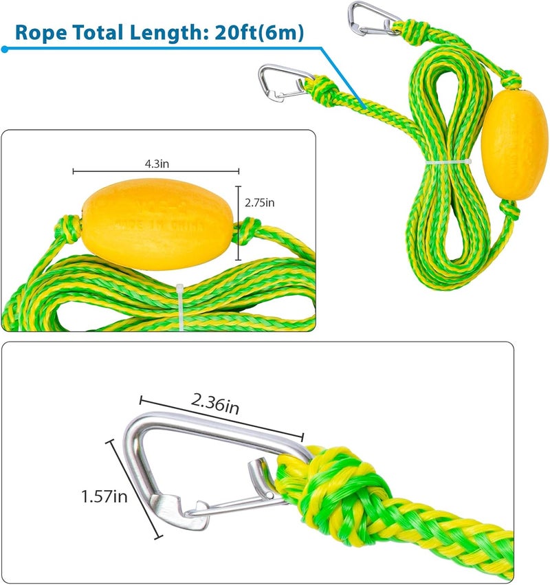 Botepon Floating Kayak Tow Rope with Clips – Quick Connect Rescue Line for Kayaks, Jet Ski Anchor Rope – Towing Rope for Tying Kayaks Together, Kayak Accessories, 20FT - Image 2